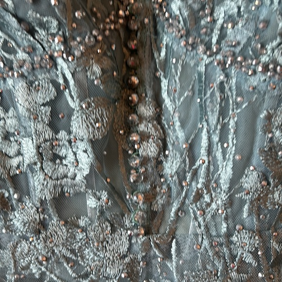 Brand new Mac Duggal dress. Seafoam bluish green, long sleeves. - Picture 5 of 16